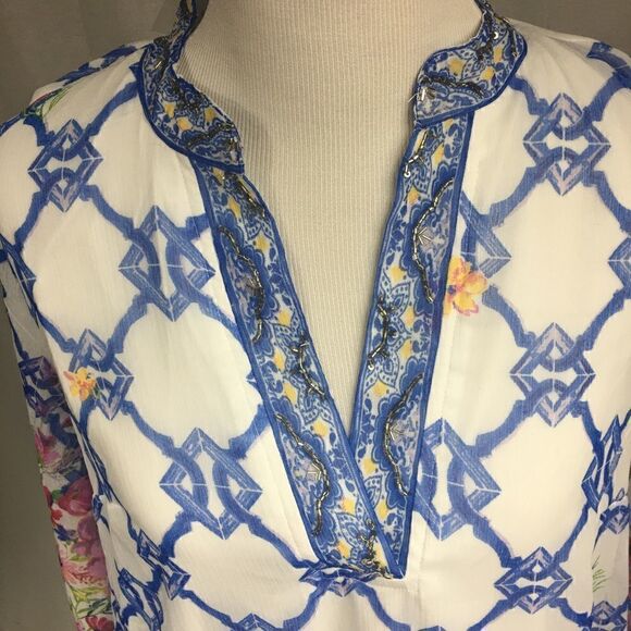 Roaman’s size 12W NWT white long sleeved lined embellished shirt 100% polyester - Picture 2 of 10